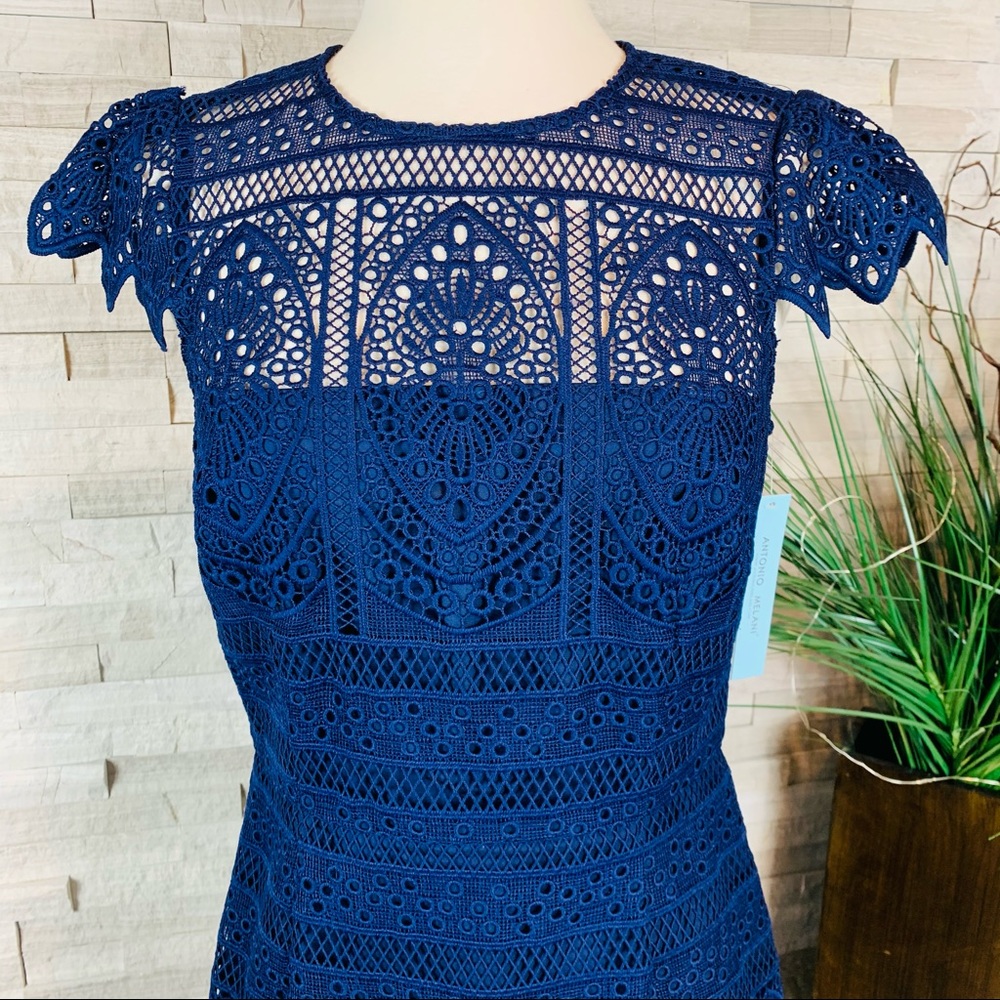 Antonio Melani NWT Navy Kelly Lace Sheath Dress - Picture 4 of 10